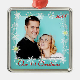 Unsere erste WeihnachtsFoto-Verzierung Ornament Aus Metall