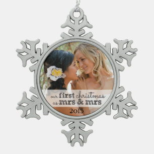 Unsere erste Weihnachtsfrau & Frau Snowflake Ornam Schneeflocken Zinn-Ornament