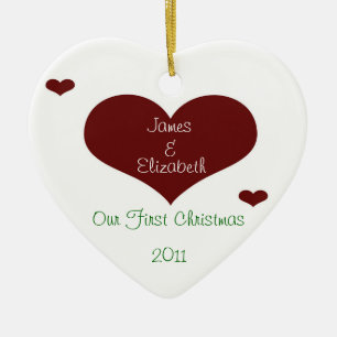 Unsere erste Weihnachtsherz-Verzierung Keramik Ornament