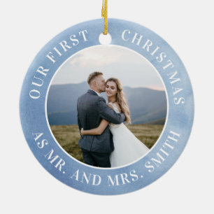 Unsere erste Weihnachtsschneeflocke Mr. & Mrs Pict Keramik Ornament