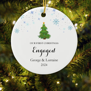 Unsere erste Weihnachtsschneeflocke Verlobt Keramik Ornament