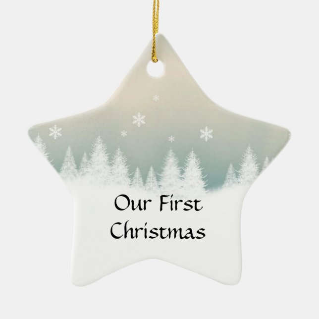Unsere erste Weihnachtsstern-Verzierung Keramikornament (Vorne)