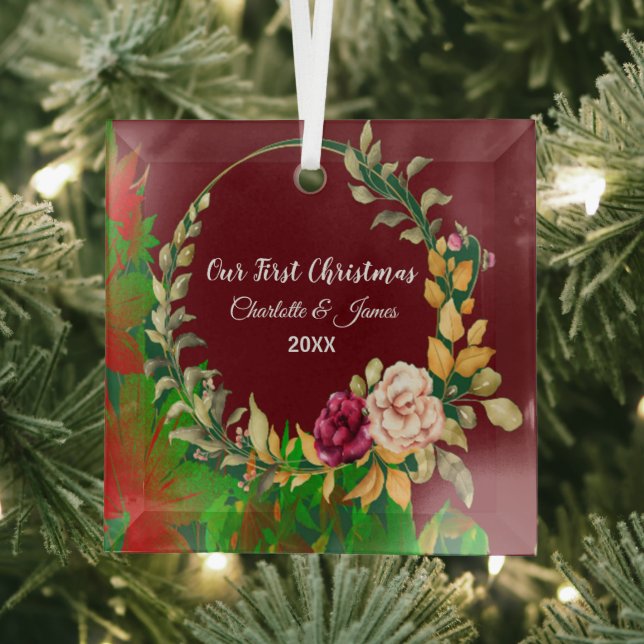 Unsere erste Weihnachtswein Farbe Grüne Kleider Cu Ornament Aus Glas (Insitu)