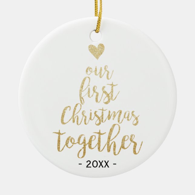 Unsere erste Weihnachtszusammen Fotoverzierung Keramik Ornament (Vorne)