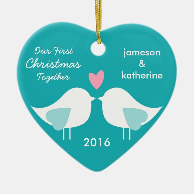 Unsere erste Weihnachtszusammen Keramikornament (Vorne)