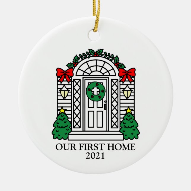 UNSERE ERSTE ZUHAUSE KERAMIK ORNATIONAL PERSONALIS KERAMIK ORNAMENT (Vorne)