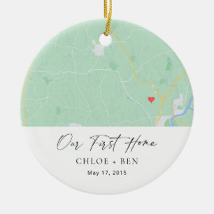 Unsere erste Zuhause Personalisiert Zuhause Map Keramik Ornament