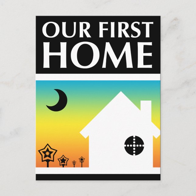 unsere erste Zuhause (Regenbogenuntergang) Postkarte (Vorderseite)