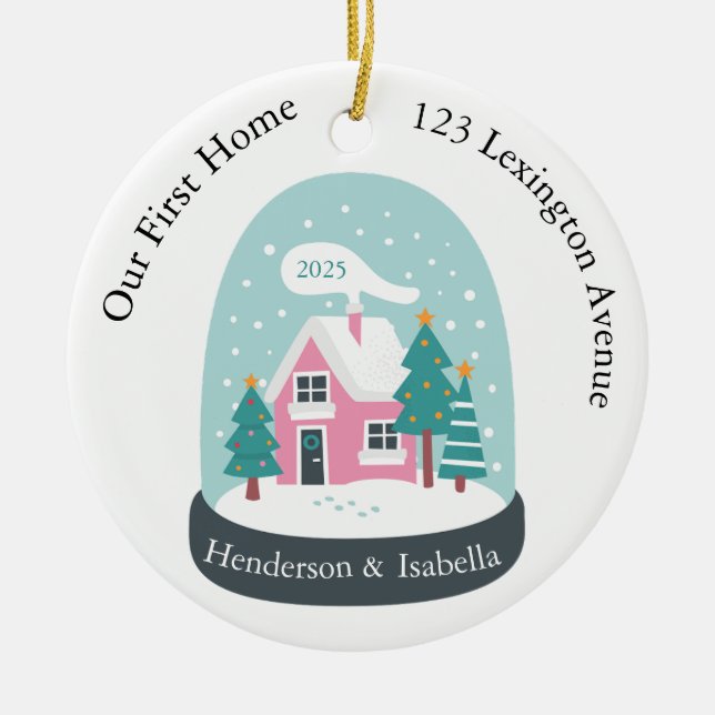 Unsere erste Zuhause Snow Globe Keramik Ornament (Vorne)