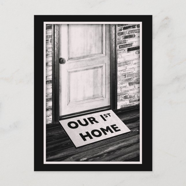 unsere erste Zuhause-Türmatte Foto Postkarte (Vorderseite)