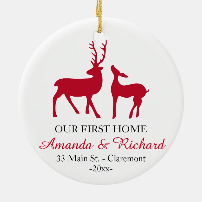 Unsere erste Zuhause Weihnachtsbaumverzierung, Keramik Ornament (Hinten)
