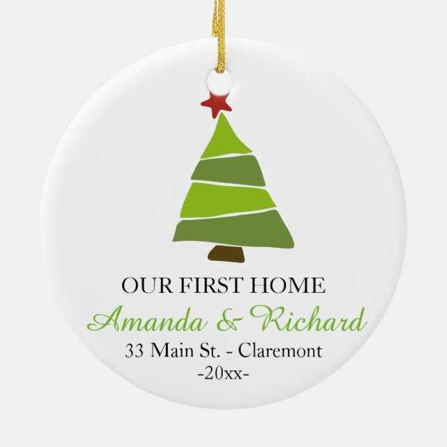 Unsere erste Zuhause Weihnachtsbaumverzierung Keramikornament (Hinten)