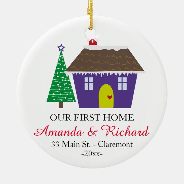 Unsere erste Zuhause Weihnachtsverzierung - Keramik Ornament (Hinten)