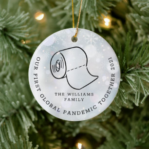 Unsere ersten globalen Covid-Pandemie-Schneeflocke Keramik Ornament