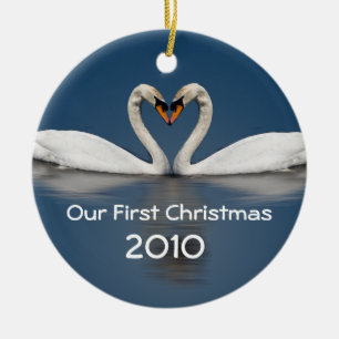Unsere ersten Hübschen Schwäne zu Weihnachten Keramikornament