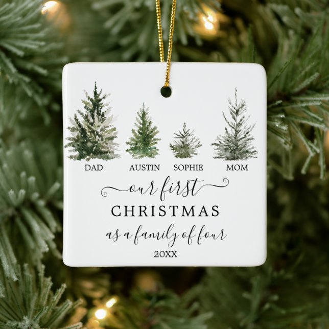 Unsere ersten Weihnachten als eine Familie von vie Keramikornament (Baum)