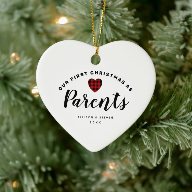 Unsere ersten Weihnachten als Eltern Personalisier Keramik Ornament (Baum)