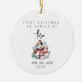 Unsere ersten Weihnachten als Familie von 3 indivi Keramik Ornament