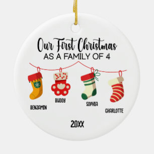 Unsere ersten Weihnachten als Familie von 4 indivi Keramik Ornament