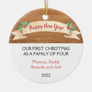 Unsere ersten Weihnachten als Familie von 4 Keramik Ornament
