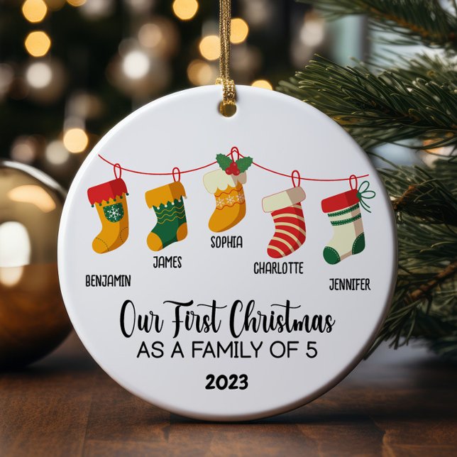 Unsere ersten Weihnachten als Familie von 5 indivi Keramik Ornament (Von Creator hochgeladen)