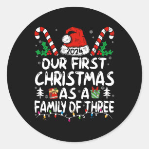 Unsere ersten Weihnachten als Familie von drei 202 Runder Aufkleber