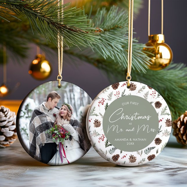 Unsere ersten Weihnachten als Foto und Mr. Keramik Ornament (Von Creator hochgeladen)