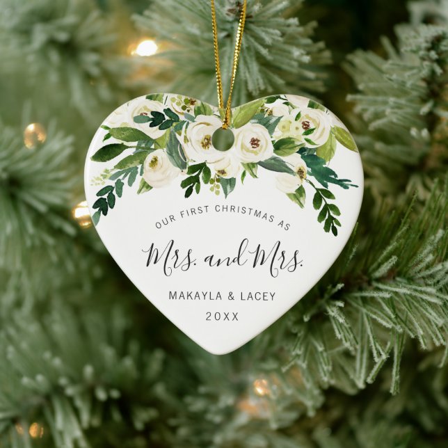 Unsere ersten Weihnachten als Frau und Frau Lesbia Keramik Ornament (Baum)