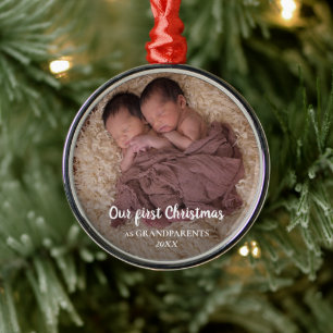 Unsere ersten Weihnachten als Großeltern Baby Fot Ornament Aus Metall