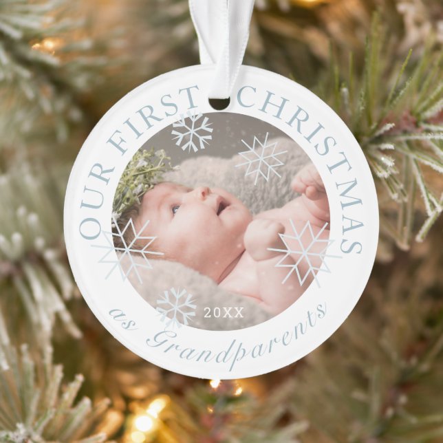 Unsere ersten Weihnachten als Großeltern Blue Boy  Ornament (Baum)