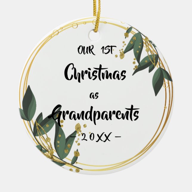 Unsere ersten Weihnachten als Großeltern Blumenkoh Keramik Ornament (Vorne)