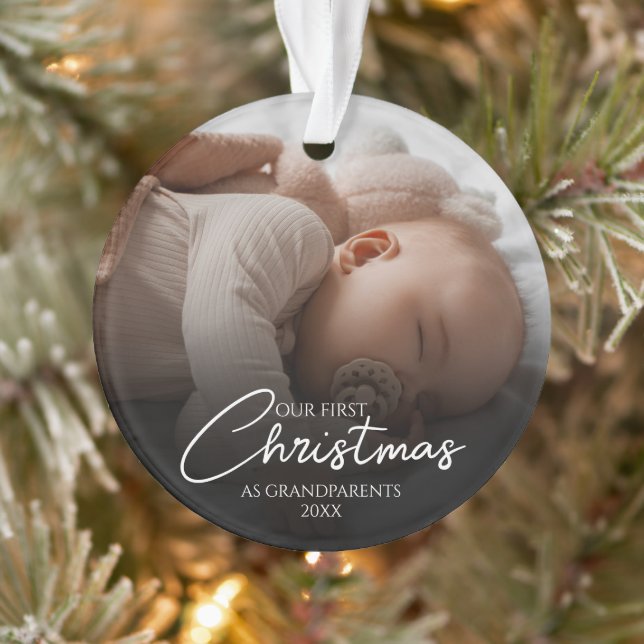 Unsere ersten Weihnachten als Großeltern Elegantes Ornament (Baum)
