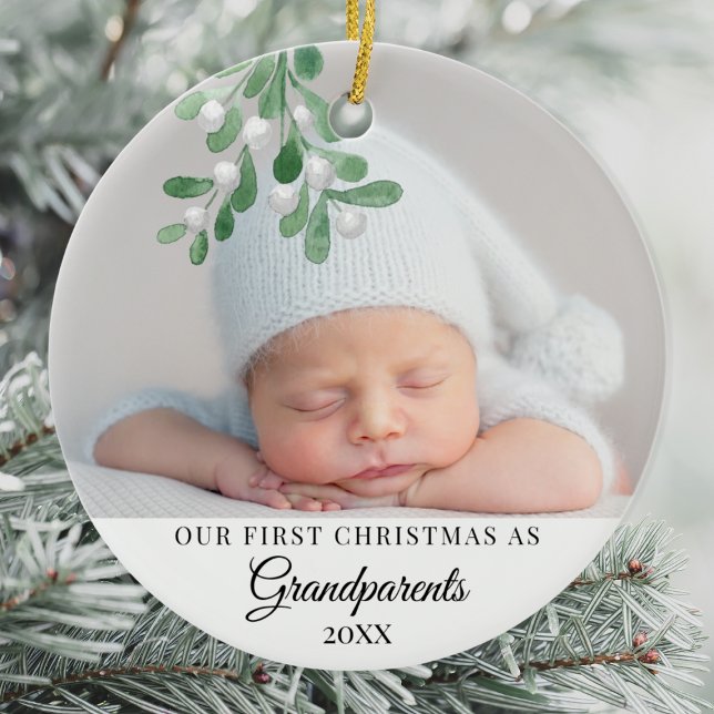 Unsere ersten Weihnachten als Großeltern Foto Keramik Ornament (Von Creator hochgeladen)