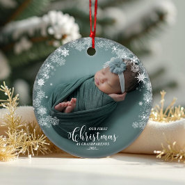 Unsere ersten Weihnachten als Großeltern Foto Orna Ornament