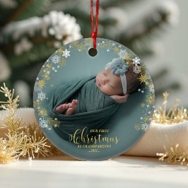 Unsere ersten Weihnachten als Großeltern Foto Orna Ornament