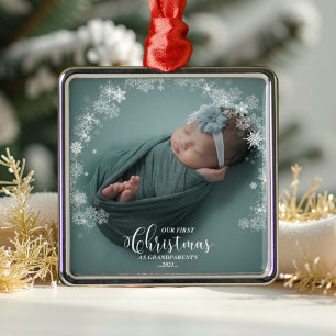 Unsere ersten Weihnachten als Großeltern Foto Orna Ornament Aus Metall