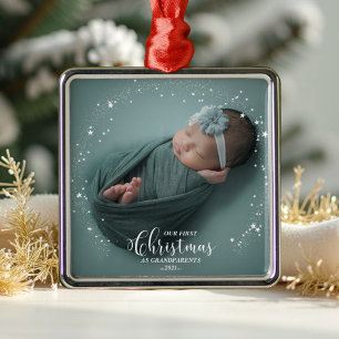 Unsere ersten Weihnachten als Großeltern Foto Orna Ornament Aus Metall