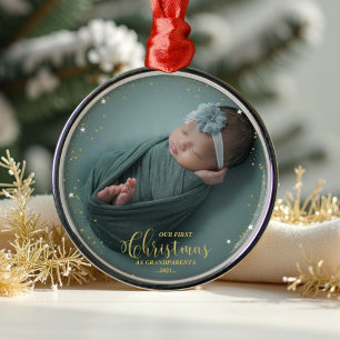 Unsere ersten Weihnachten als Großeltern Foto Orna Ornament Aus Metall