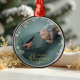 Unsere ersten Weihnachten als Großeltern Foto Orna Ornament Aus Metall