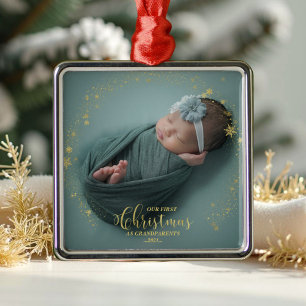 Unsere ersten Weihnachten als Großeltern Foto Orna Ornament Aus Metall