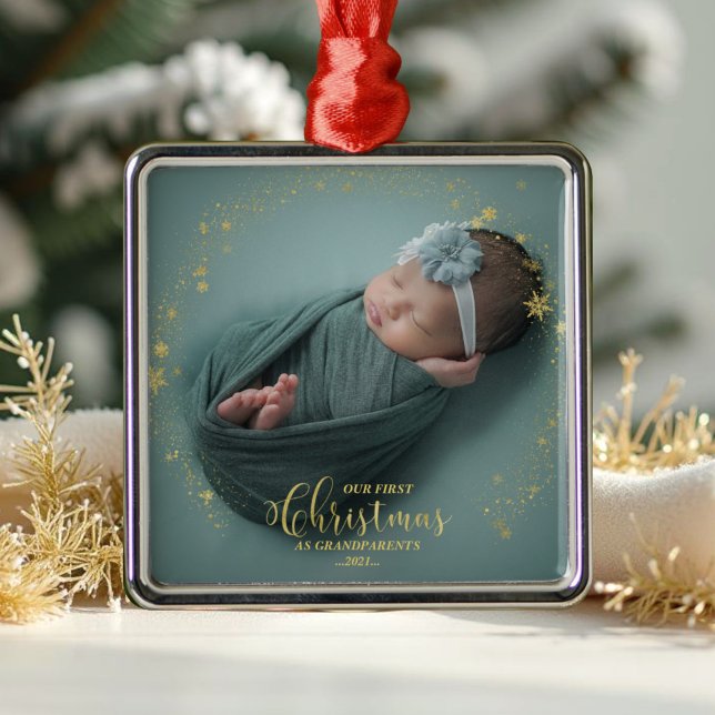 Unsere ersten Weihnachten als Großeltern Foto Orna Ornament Aus Metall (Von Creator hochgeladen)