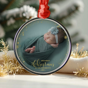 Unsere ersten Weihnachten als Großeltern Foto Orna Ornament Aus Metall