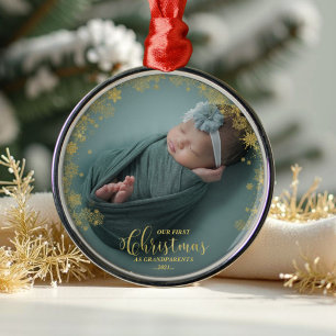 Unsere ersten Weihnachten als Großeltern Foto Orna Ornament Aus Metall