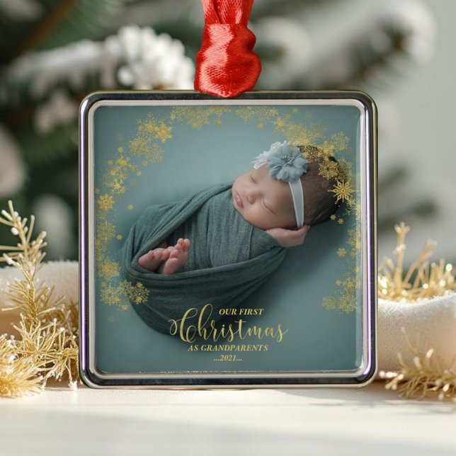 Unsere ersten Weihnachten als Großeltern Foto Orna Ornament Aus Metall (Von Creator hochgeladen)