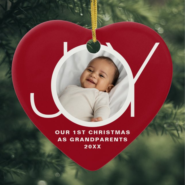 Unsere ersten Weihnachten als Großeltern Foto rot Keramik Ornament (Von Creator hochgeladen)