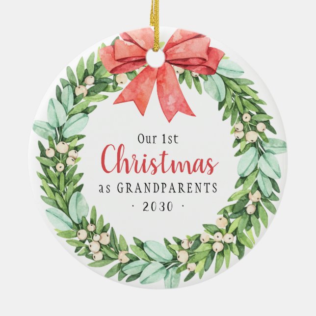 Unsere ersten Weihnachten als Großeltern Foto Urla Keramik Ornament (Hinten)