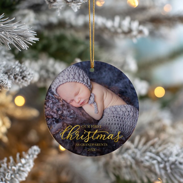 Unsere ersten Weihnachten als Großeltern Gold Foil Keramik Ornament (Von Creator hochgeladen)