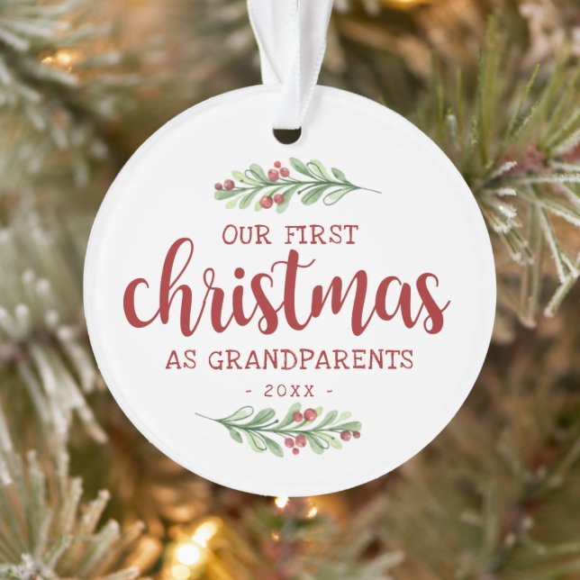 Unsere ersten Weihnachten als Großeltern Grünen Ornament (Baum)