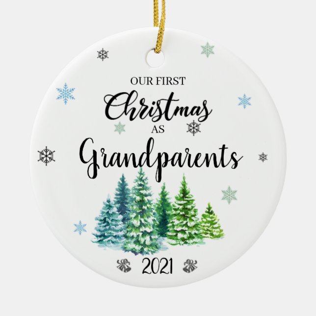 Unsere ersten Weihnachten als Großeltern Keramik O Ornament (Vorne)