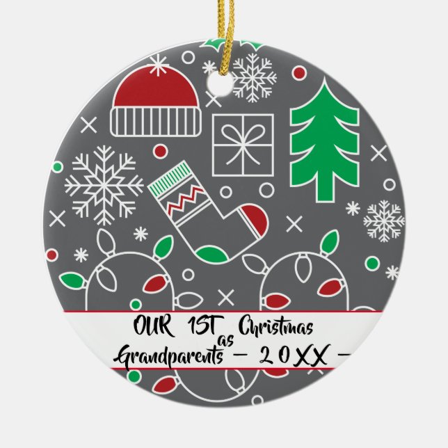 Unsere ersten Weihnachten als Großeltern Keramik Ornament (Vorne)
